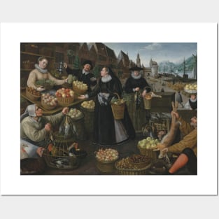 A Fruit and Vegetable Stall Above the Weinmarkt in Frankfurt (Allegory of Autumn) by Lucas van Valckenborch and Georg Flegel Posters and Art